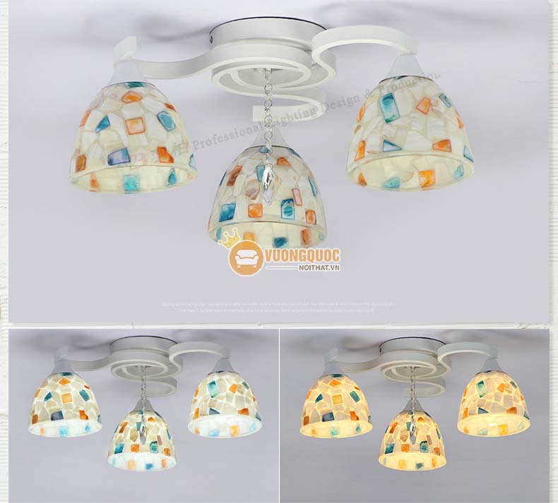 Đèn ốp trần trang trí tông trắng sang trọng YB424-7